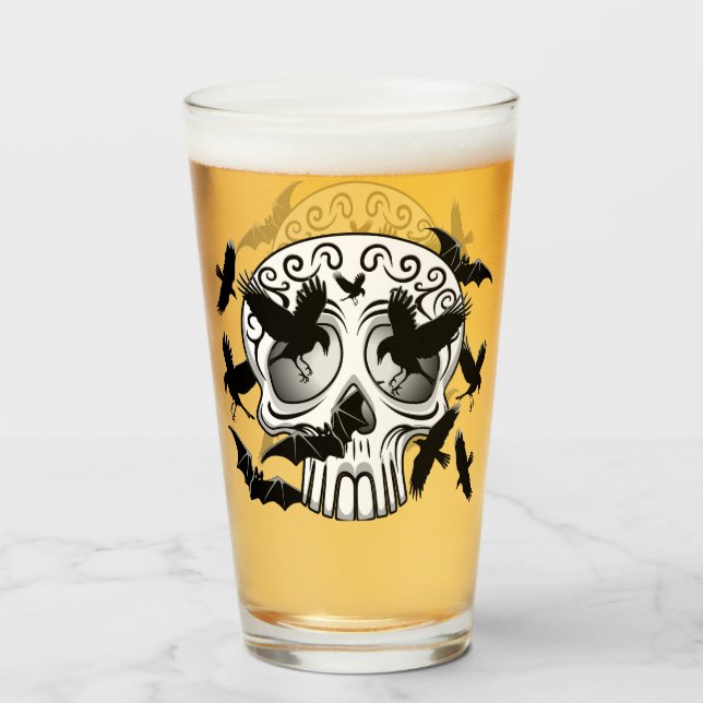 Skull Halloween Decorative Calaveras Glass (Front Filled)