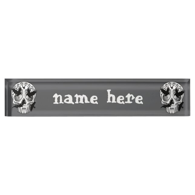 Skull Halloween Decorative Calaveras Nameplate (Front)
