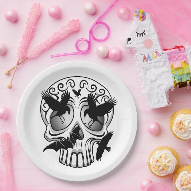 Skull Halloween Decorative Calaveras Paper Plate (Party)