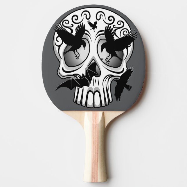 Skull Halloween Decorative Calaveras Ping Pong Paddle (Front)