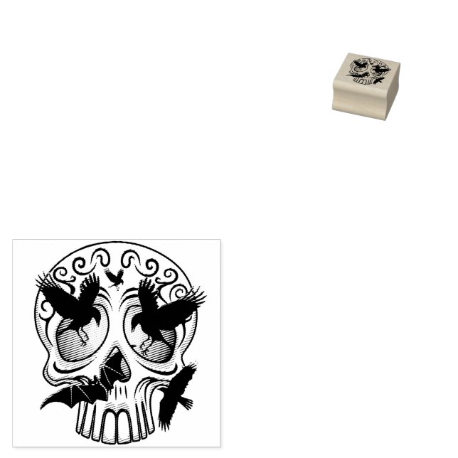Skull Halloween Decorative Calaveras Rubber Stamp (Stamped)
