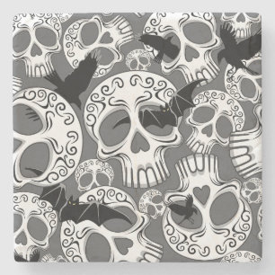 Skull Halloween Decorative Calaveras Stone Coaster