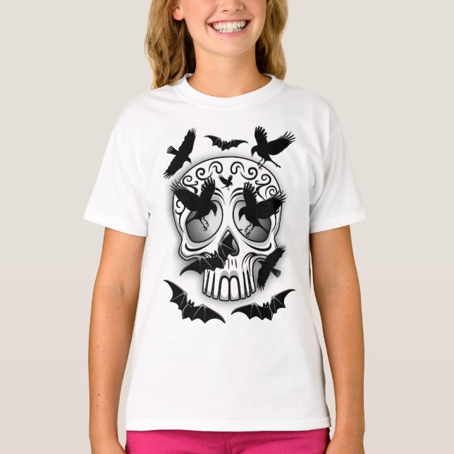 Skull Halloween Decorative Calaveras T-Shirt (Front)