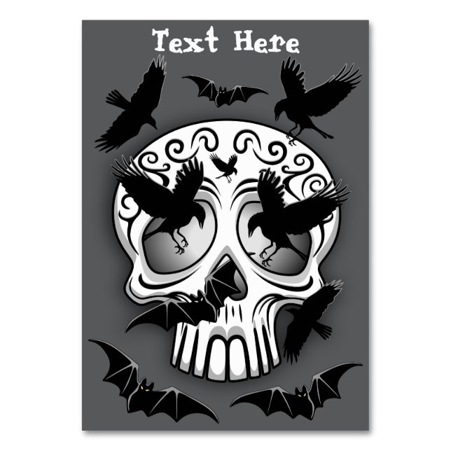 Skull Halloween Decorative Calaveras Table Number (Front)