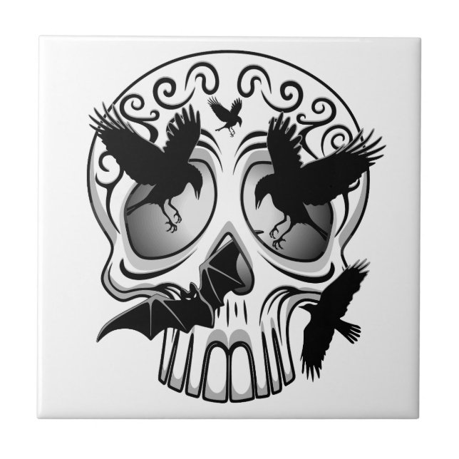 Skull Halloween Decorative Calaveras Tile (Front)