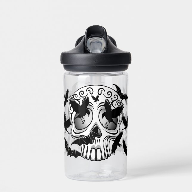 Skull Halloween Decorative Calaveras Water Bottle (Front)