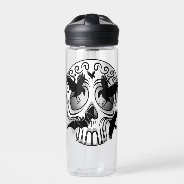 Skull Halloween Decorative Calaveras Water Bottle (Front)