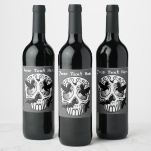 Skull Halloween Decorative Calaveras Wine Label