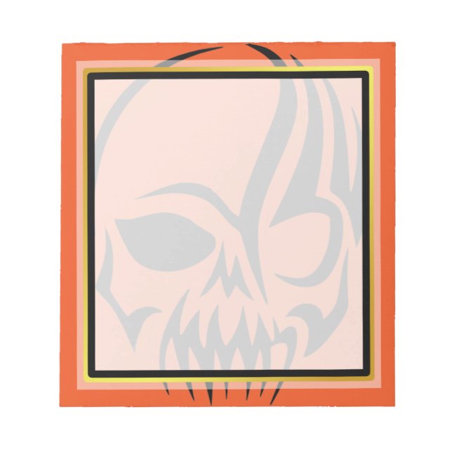 Skull Halloween Gold boarder Notepad (Front)