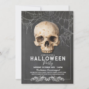 Skull Halloween Gothic Party Chalk Invitation