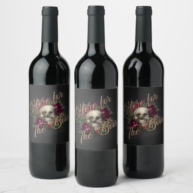 Skull Halloween, Halloween party, Gothic Halloween Wine Label (Bottles)