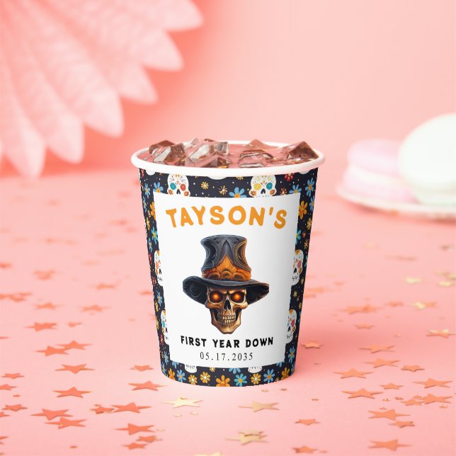 Skull Halloween Kids Costume Party – Cute & Spooky Paper Cups (Insitu)