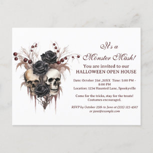 Skull Halloween Open House Invitation Postcard