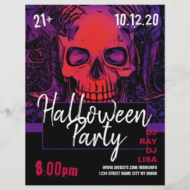 Skull Halloween Party Event Flyer (Front)