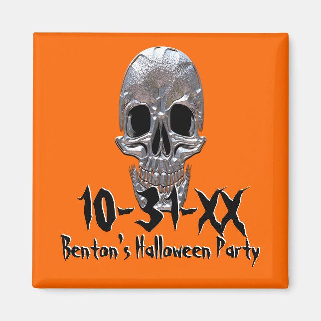 Skull Halloween Party Reminder Magnet (Front)