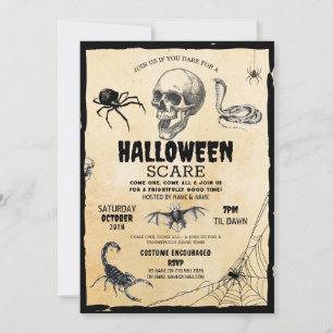Skull Halloween Party Skeleton Creepy Scorpion  Invitation