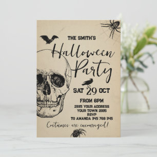 Skull Halloween Party  Spooky Invitation