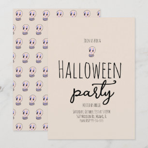 Skull Halloween Party Vintage Doodle   Invitation