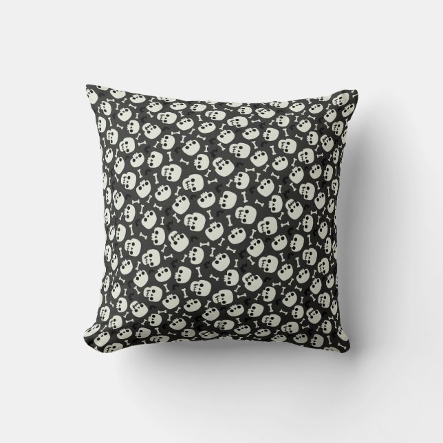 Skull Halloween Seamless Pattern Cushion (Front)