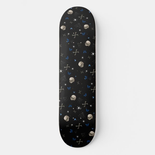Skull Halloween Seamless Pattern  Skateboard (Front)