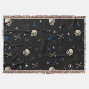 Skull Halloween Seamless Pattern  Throw Blanket