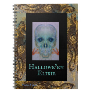 Skull Halloween Snakes Maureen Girard Haunted Notebook