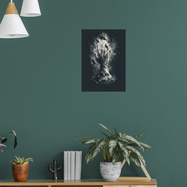 Skull Hand Ravens Gothic Dark Art Poster (Living Room 1)
