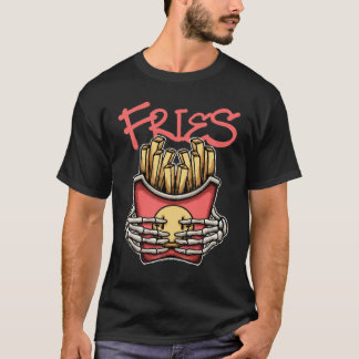 Skull Hands Grasping French Fries streetwear  T-Shirt