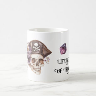 Skull Hat Purple Tan Floral Amethyst Treasures Coffee Mug