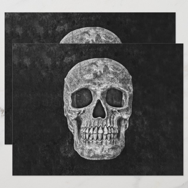 Skull Head Black And White Gothic Grunge (Front/Back)