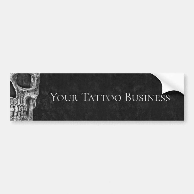 Skull Head Gothic Black And White Tattoo Shop Bumper Sticker (Front)