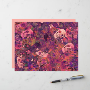 Skull Head Gothic Vintage Style Pink Purple Art