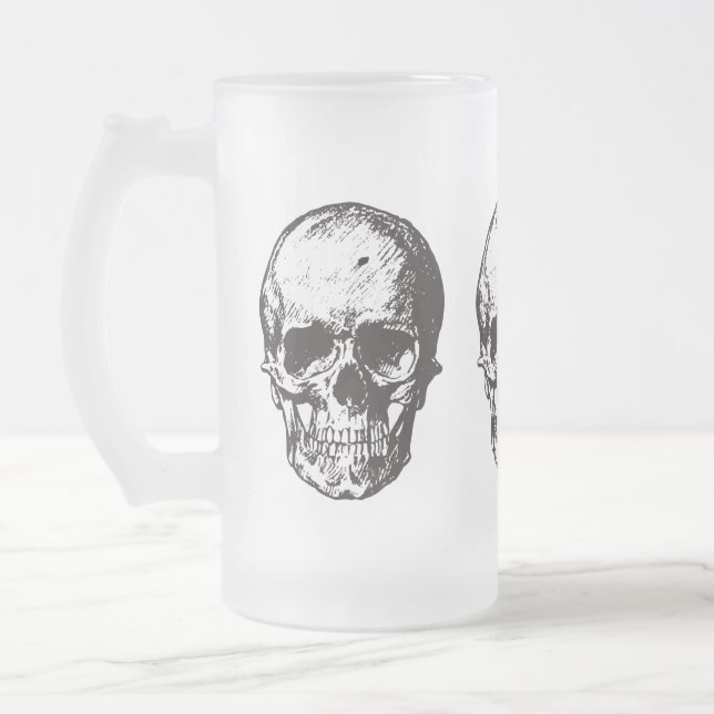 Skull Head Mug, Skull Head Beer Glass, Beer Glass, Frosted Glass Beer Mug (Left)