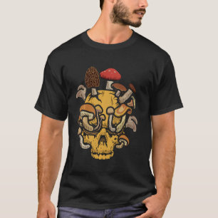 Skull Head Mushrooms Plant Scary Gardening Costume T-Shirt