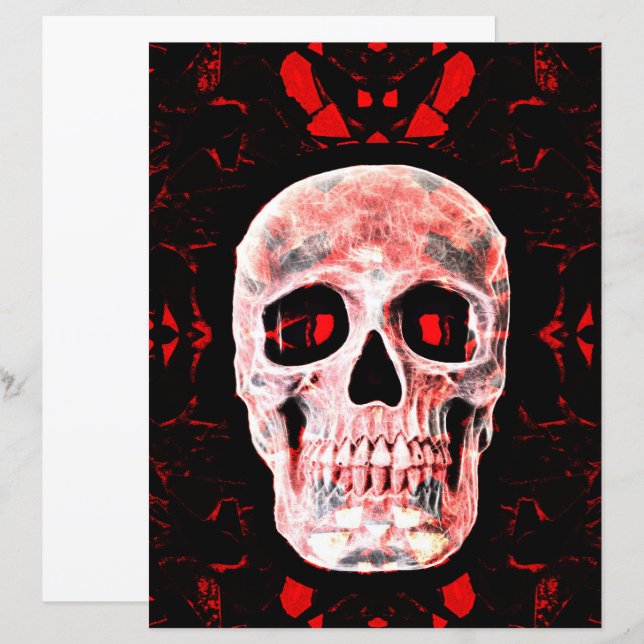 Skull Head Pop Art Gothic Black Red Modern (Front/Back)