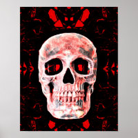 Skull Head Pop Art Gothic Black Red Modern