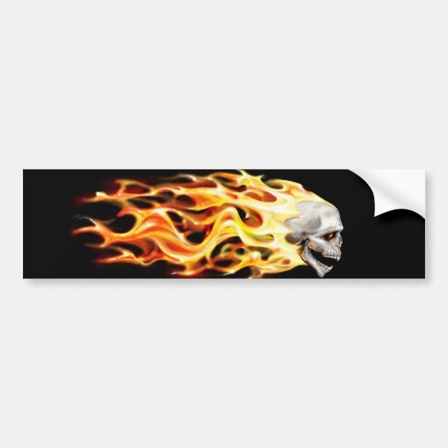 skull head with flames vector art bumper sticker (Front)