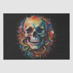 Skull Head with multi-coloured Paint Splashes Tissue Paper