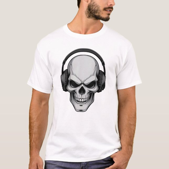 Skull Headphones DJ T-Shirt (Front)