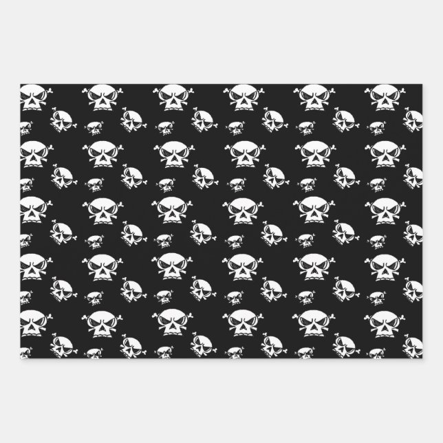 Skull Heads  Wrapping Paper Sheet (Front)