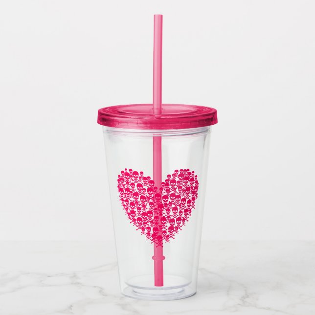 Skull Heart Acrylic Tumbler (Front)