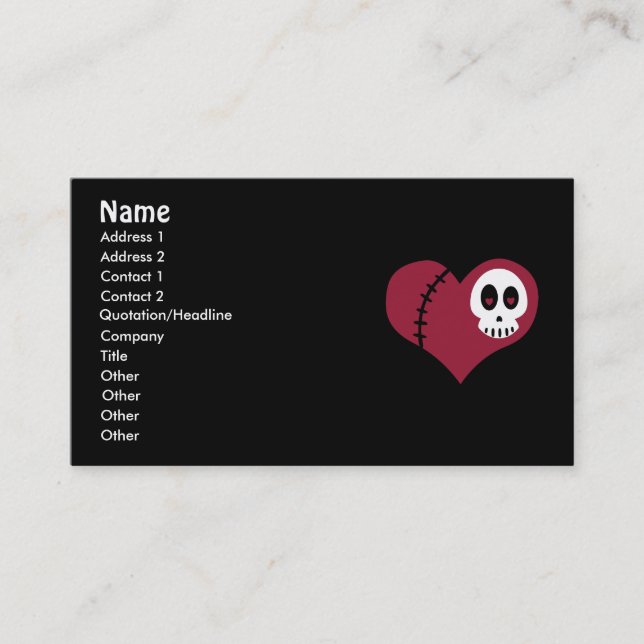 Skull Heart Business Cards (Front)