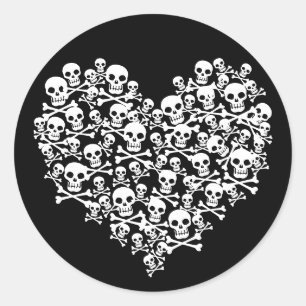 Skull Heart Classic Round Sticker