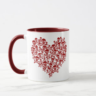 Skull Heart Dark Red Mug