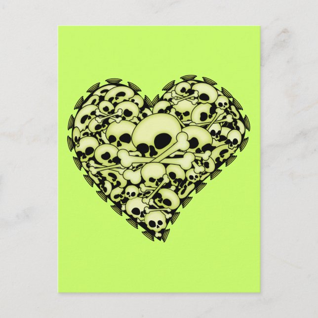 Skull Heart - Green Postcard (Front)