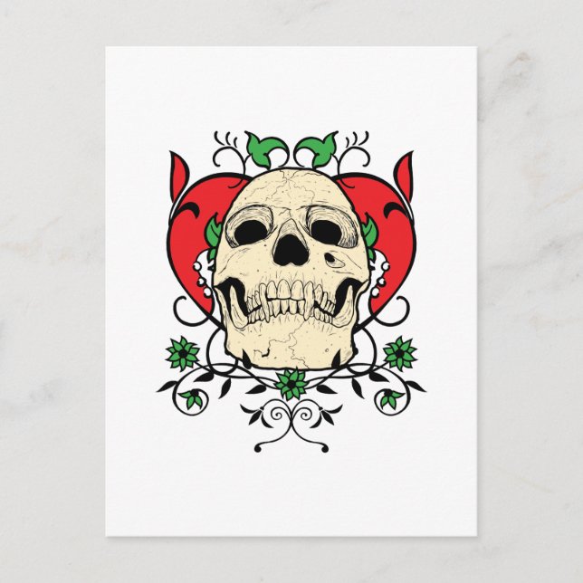 Skull Heart Grunge Postcard (Front)