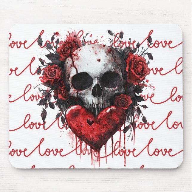 Skull & Heart “Love” Mouse Mat (Front)