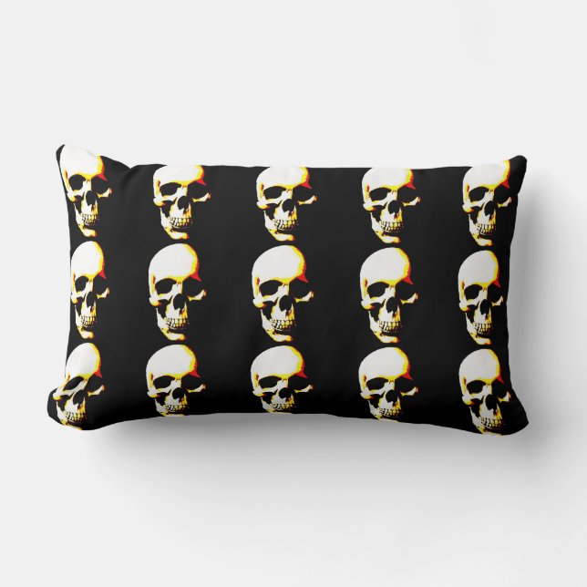 Skull Heavy Metal Fantasy Art Lumbar Cushion (Front)