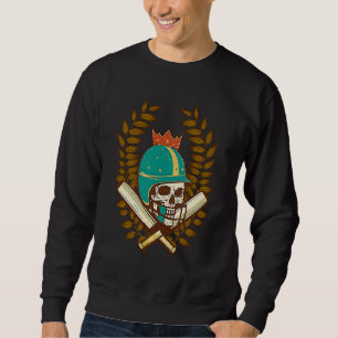 Skull Helmet Bat Cricket Player Sweatshirt
