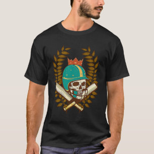 Skull Helmet Bat Cricket Player T-Shirt